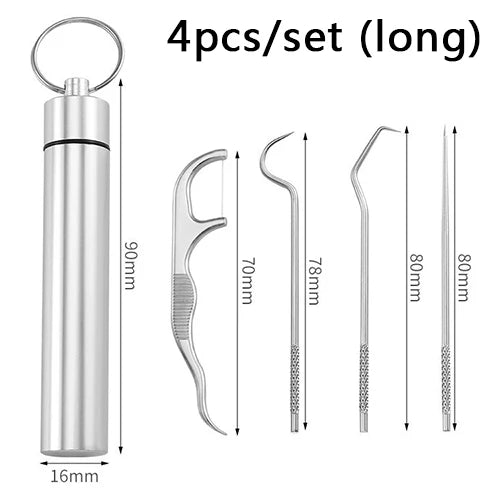Toothpicks Pocket - Conjunto De Palito De Dente De Aço Inoxidável