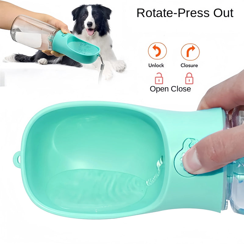 Garrafa de Água c/ Recipiente de Comida e Dispensador de Água Portátil